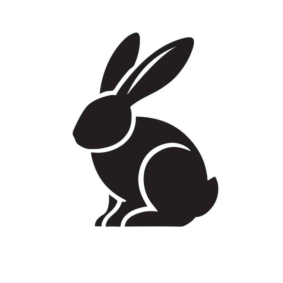 a black and white silhouette of a rabbit vector