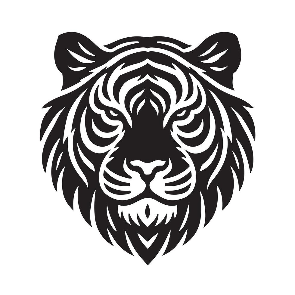 a tiger head with a black and white design vector