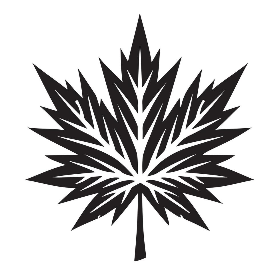a black and white illustration of a maple leaf vector