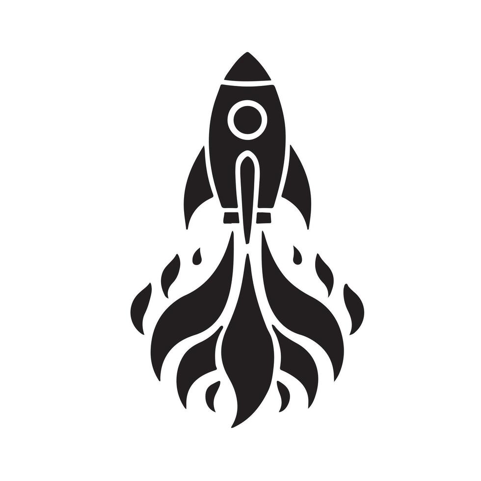 a black and white logo of a rocket vector