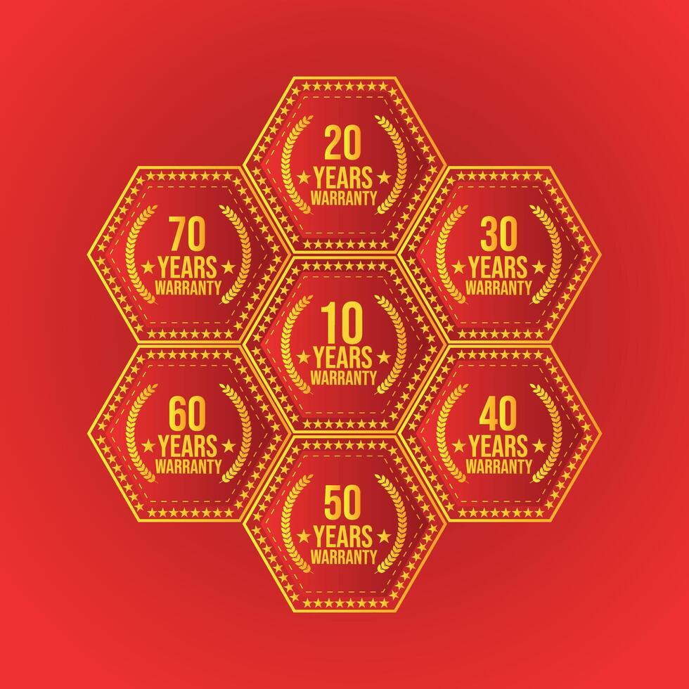 Limited Warranty Collection Badge with different numbers vector