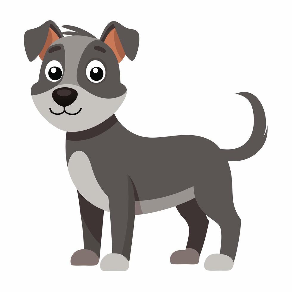 Cute cartoon grey dog isolated on white background. Side view. vector