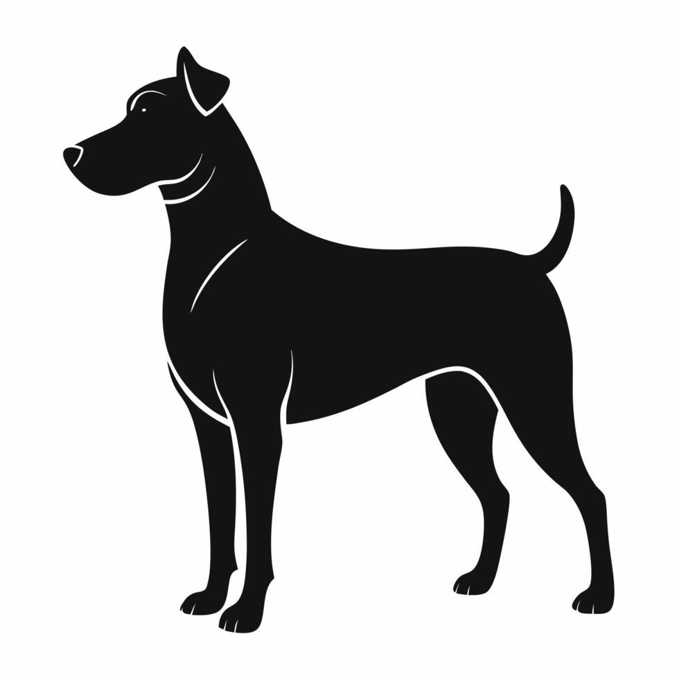 Black dog silhouette isolated on white background. Side view dog logo icon template. vector