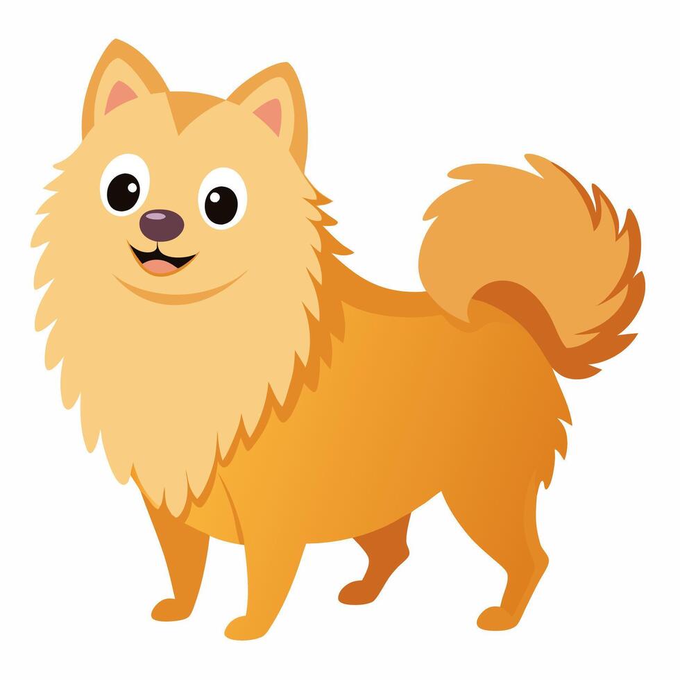 Cartoon dog spitz isolated on white background. Side view. vector