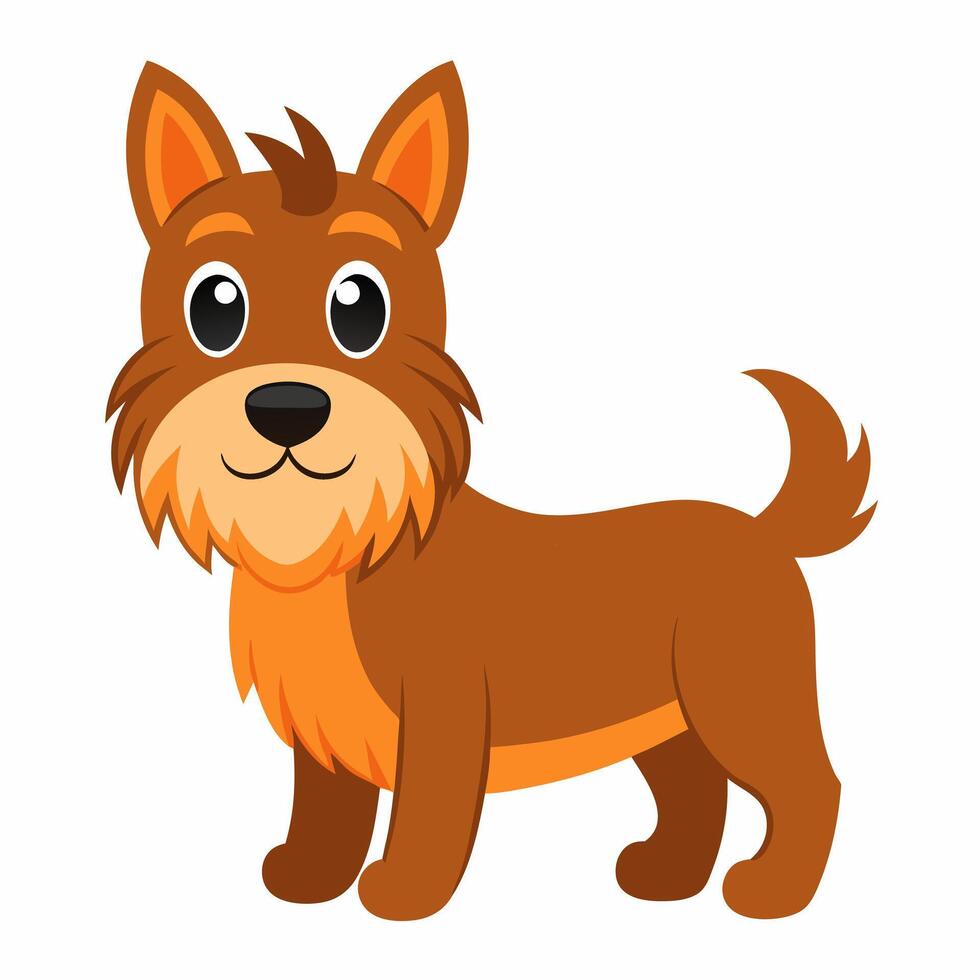 Beautiful cartoon dog brown isolated on white background. Side view. vector