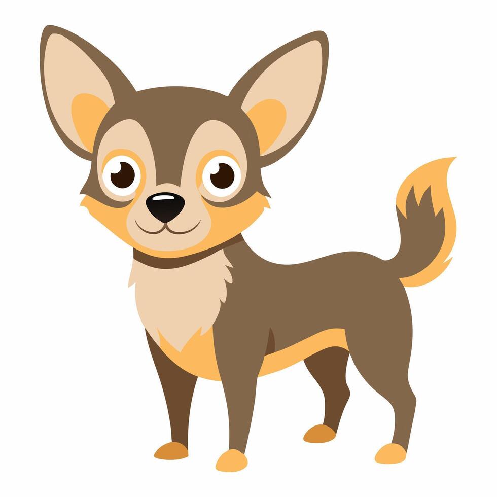 Cute cartoon dog chihuahua isolated on white background. Side view. vector