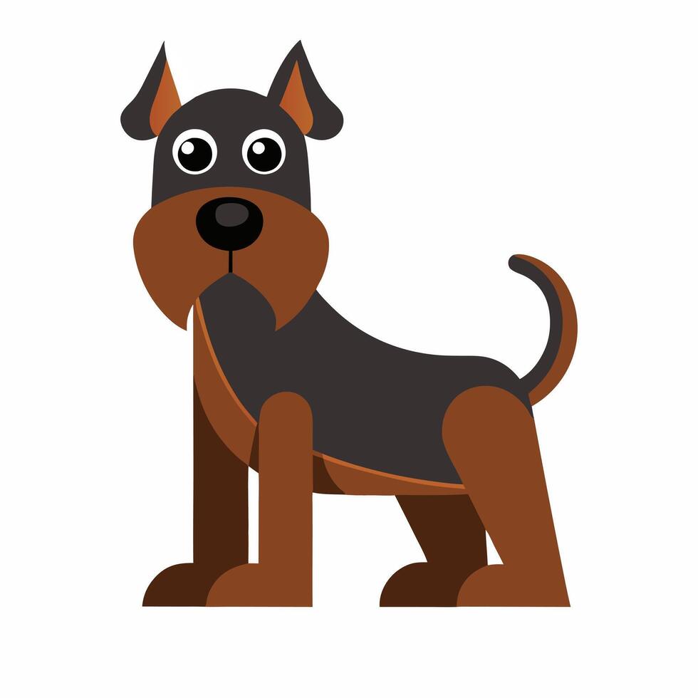Beautiful cartoon dog miniature schnauzer isolated on white background. Side view. vector