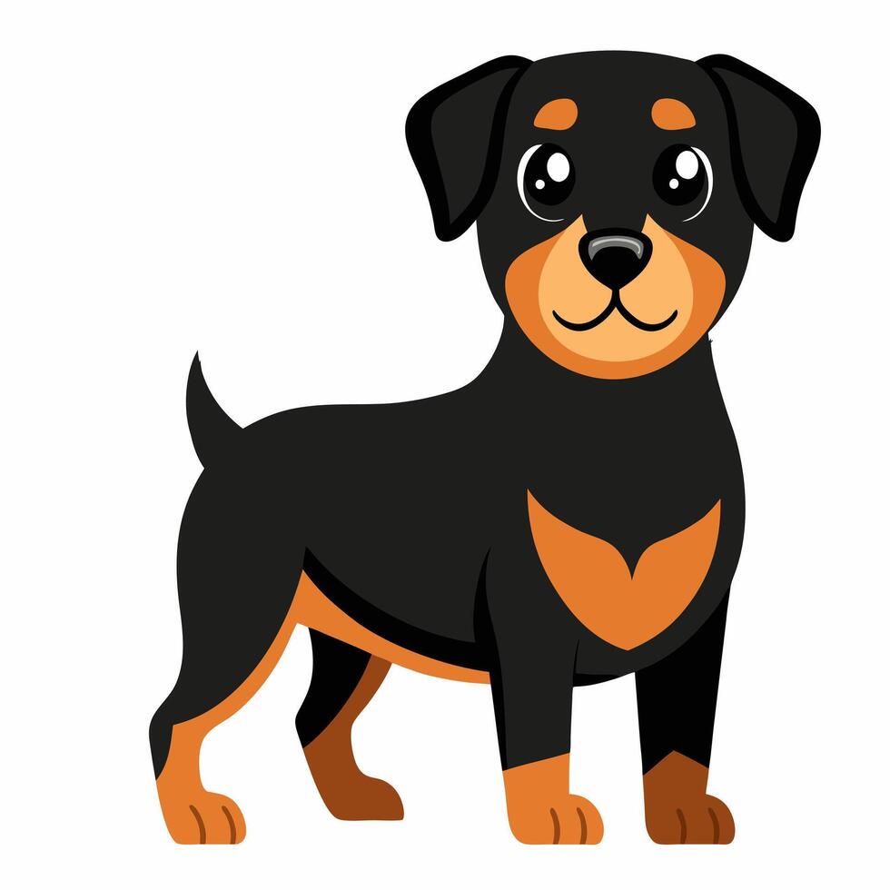 Beautiful cartoon rottweiler dog isolated on white background. Side view. vector