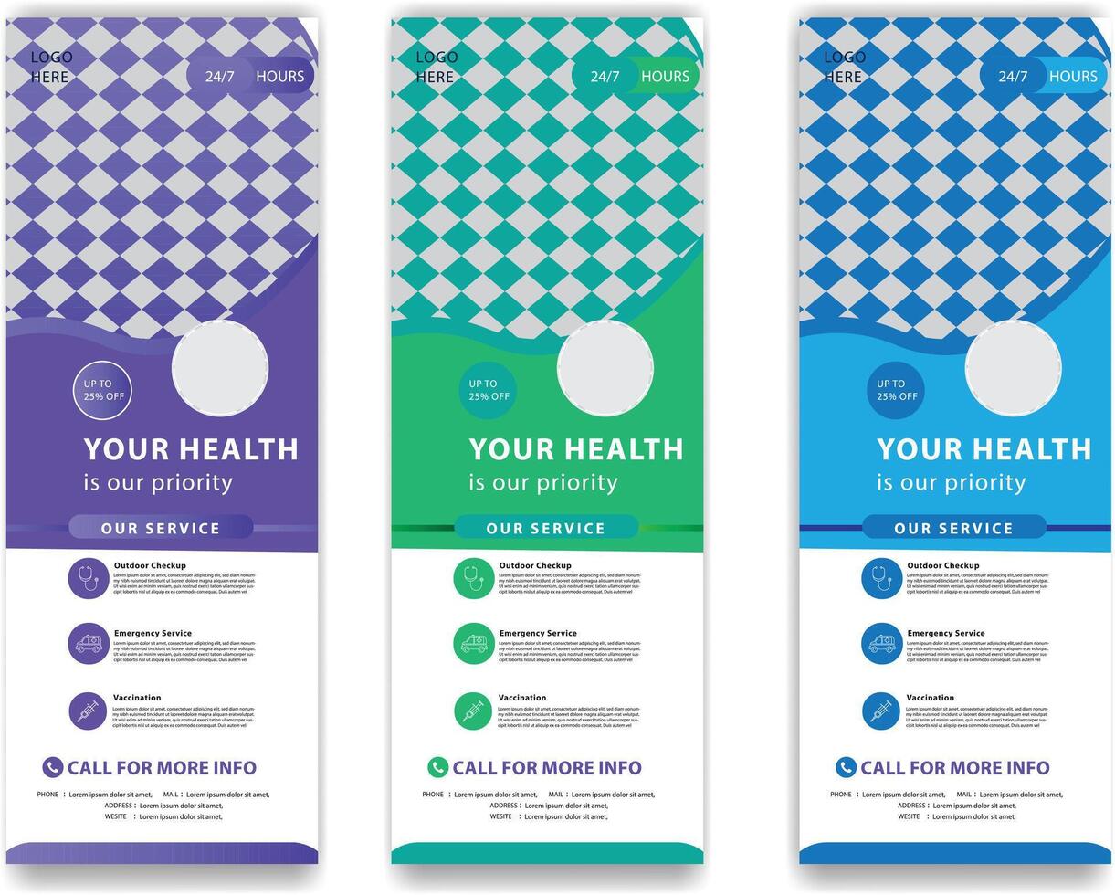 Medical healthcare roll up banner design vector