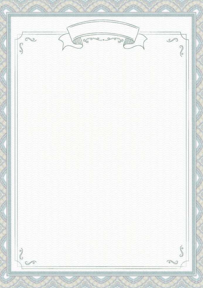 Vertical retro certificate of achievement paper template green border vector