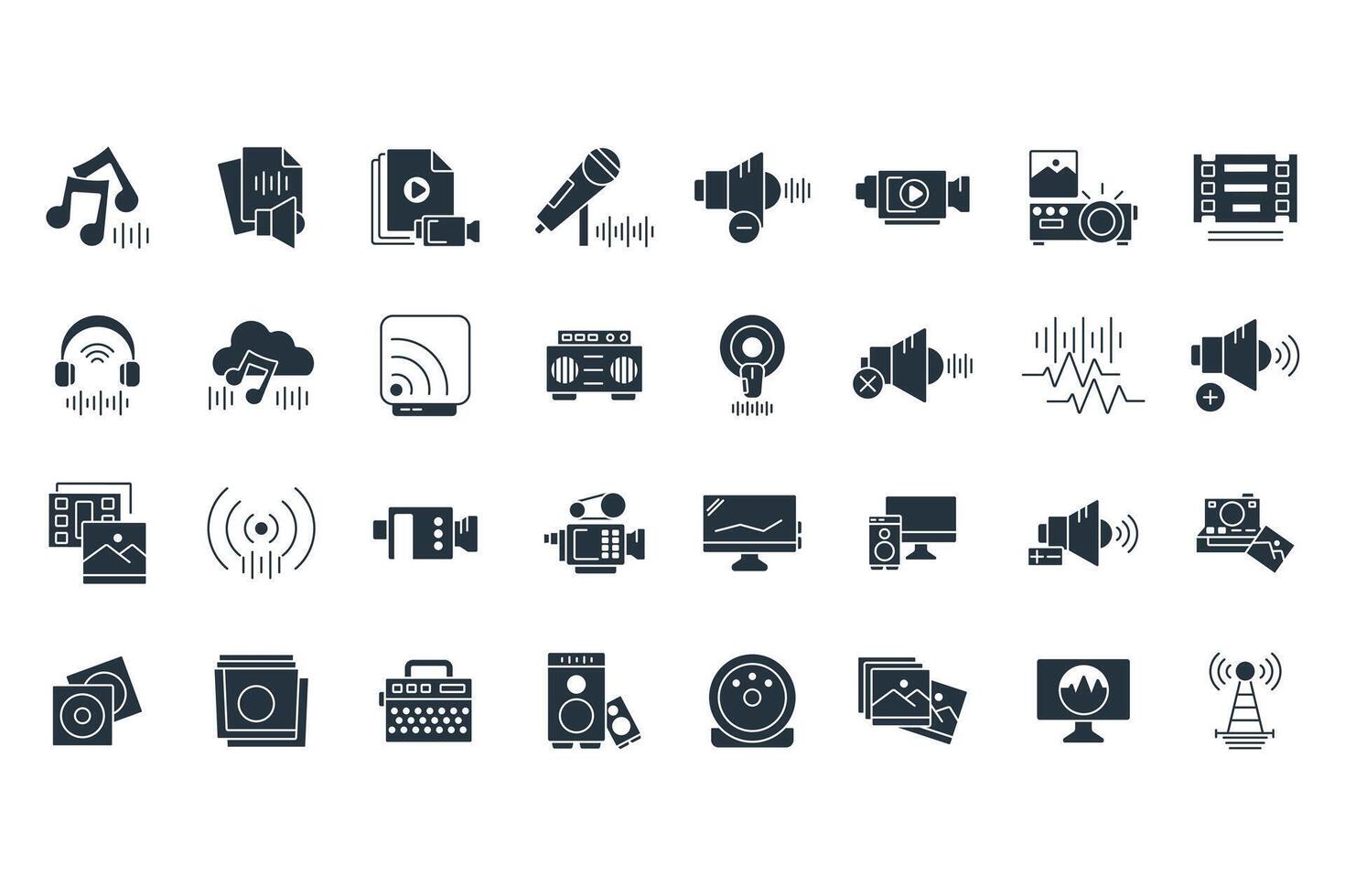 Audio icons set isolated on White Background vector