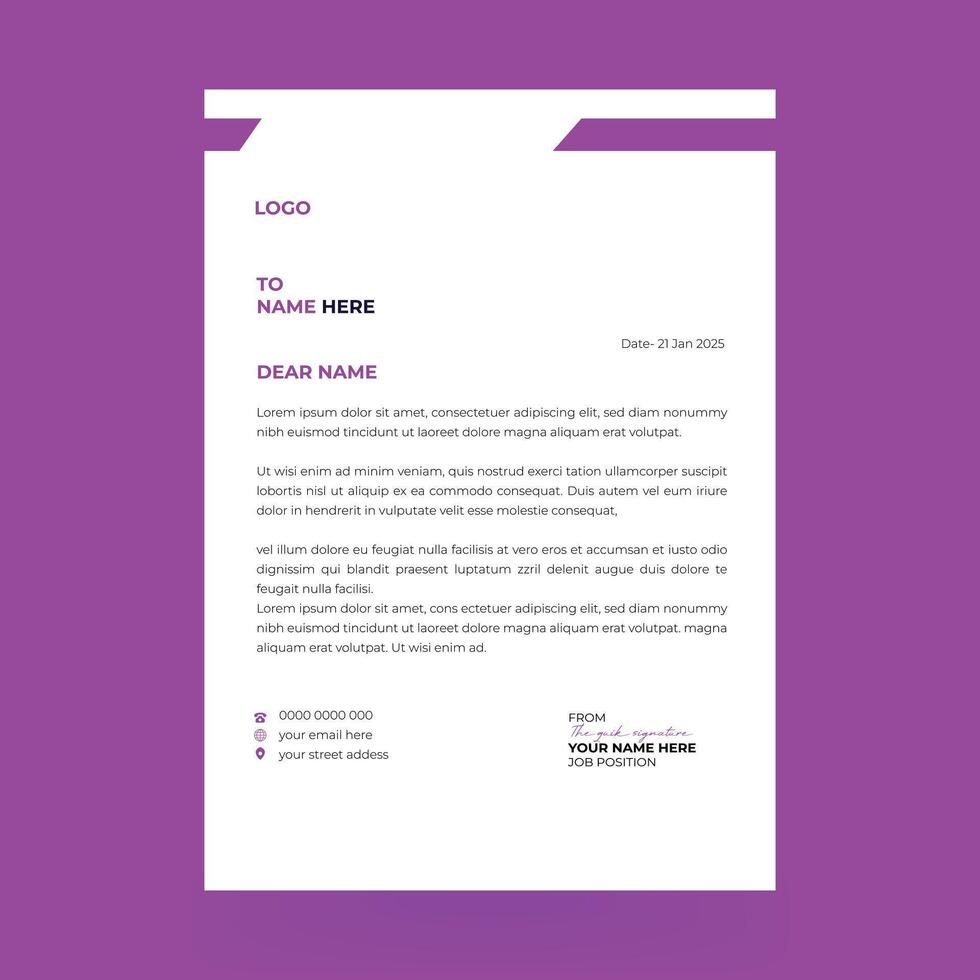 Corporate and attractive Letterhead Template design vector