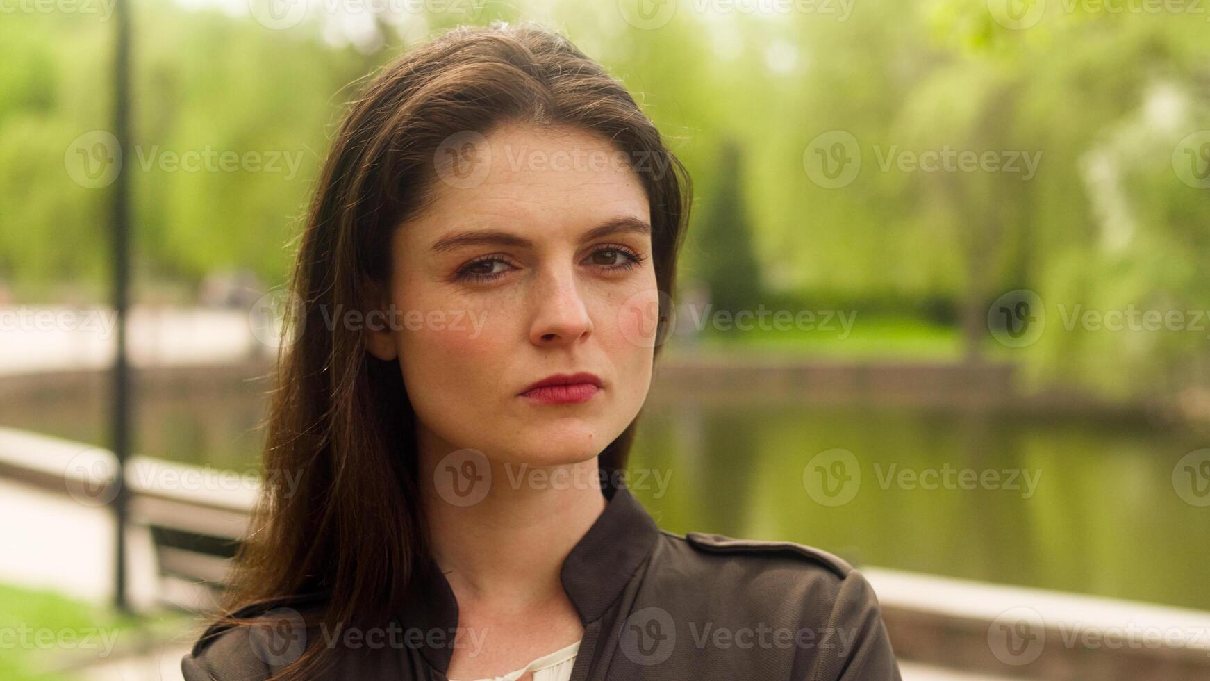 Caucasian woman shaking head refusal no displeased blame punishment facial expression disgust disappointment frowning rejection denial forbidden dishonesty serious angry female girl looking at camera photo