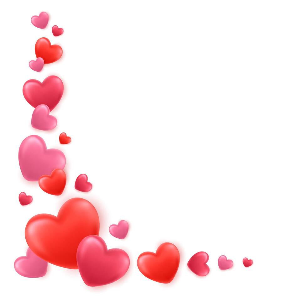 3d Hearts On white Background vector
