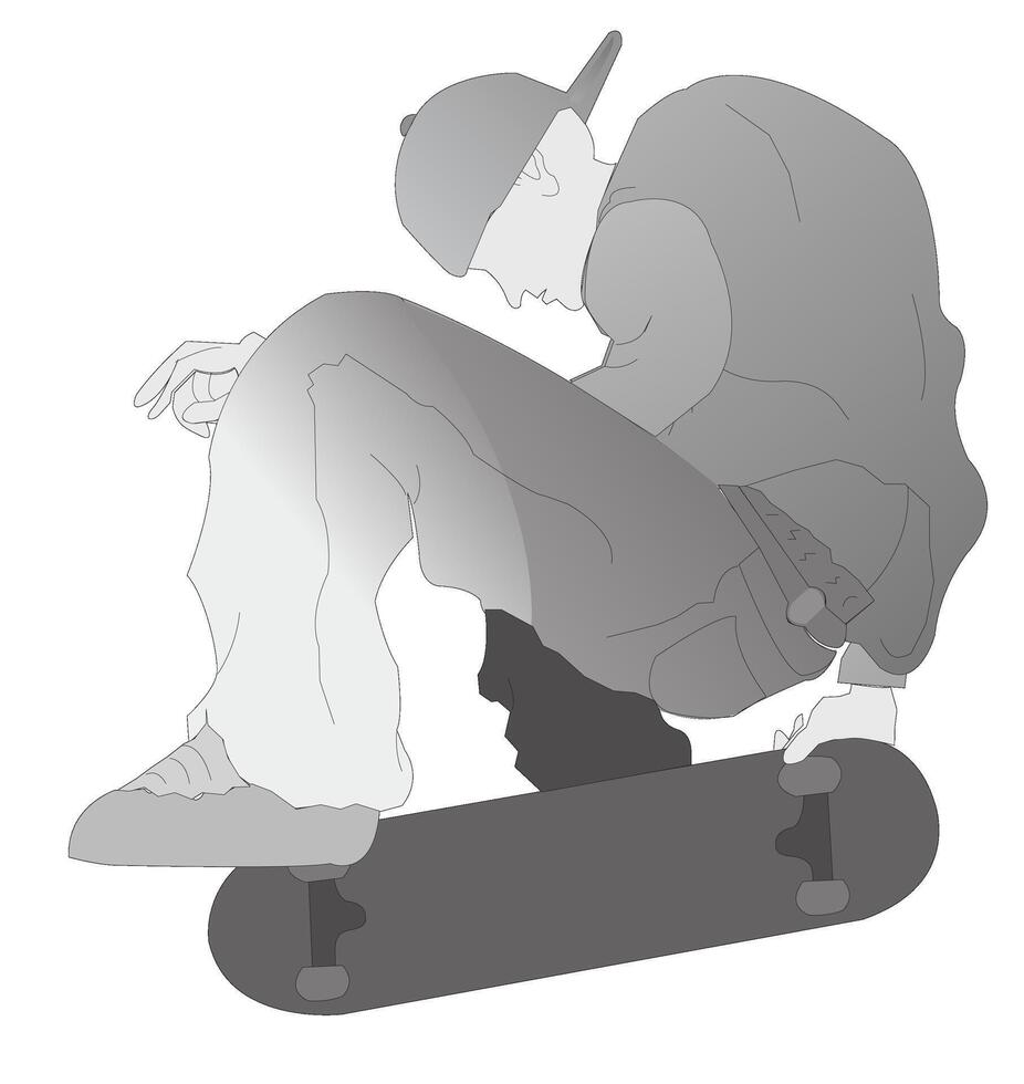 A male on a skateboard doing a trick vector