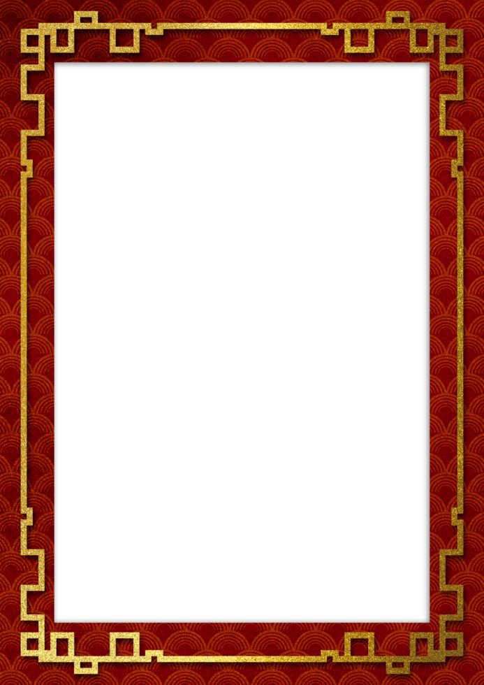 Elegant Red and Gold Geometric Frame Chinese New Year Theme png