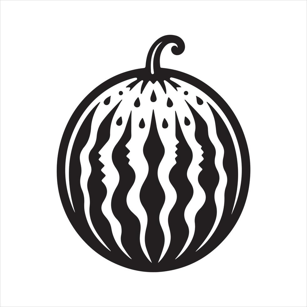 watermelon Continually drawn black lines black silhouette on white background vector