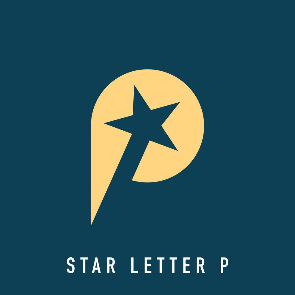 Modern logo with letter p with star form. Successful and ideated company logo template. vector