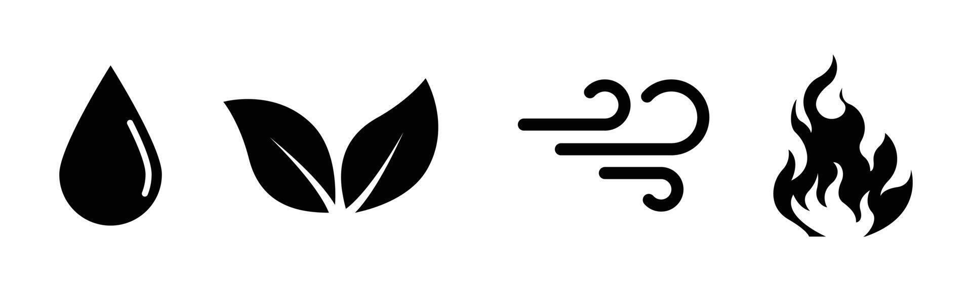 Air, Earth, Fire, Water elements. Four natural elements icons illustration. vector
