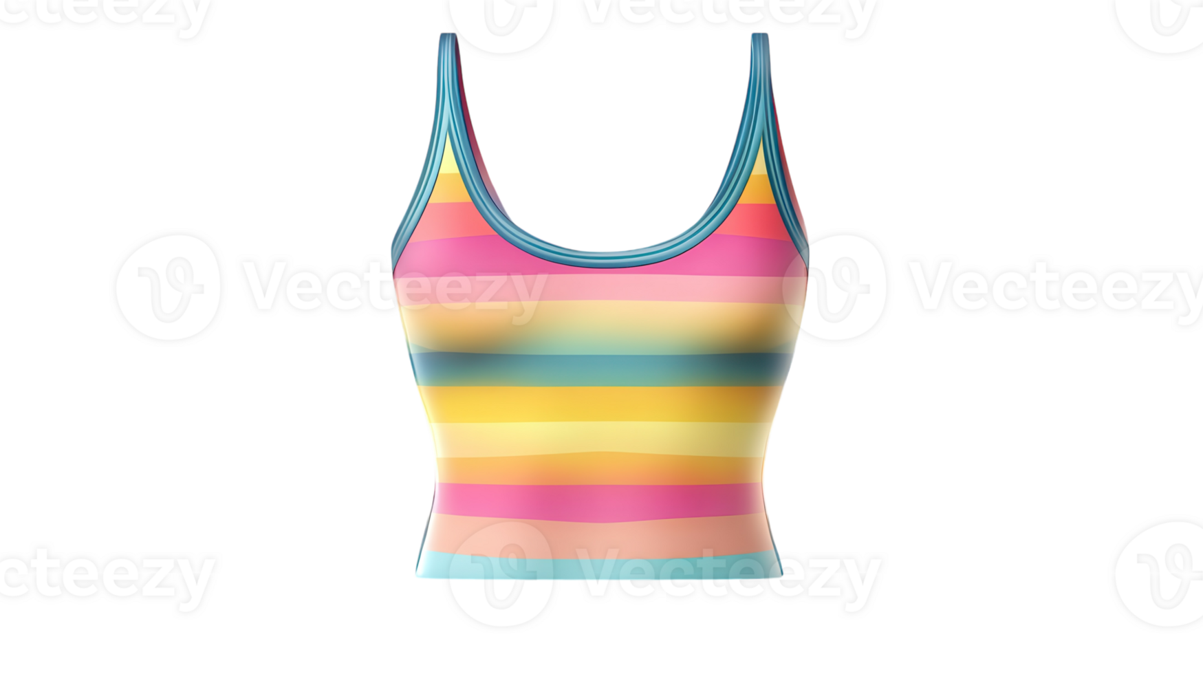 A women's tank top with a rainbow stripe pattern png