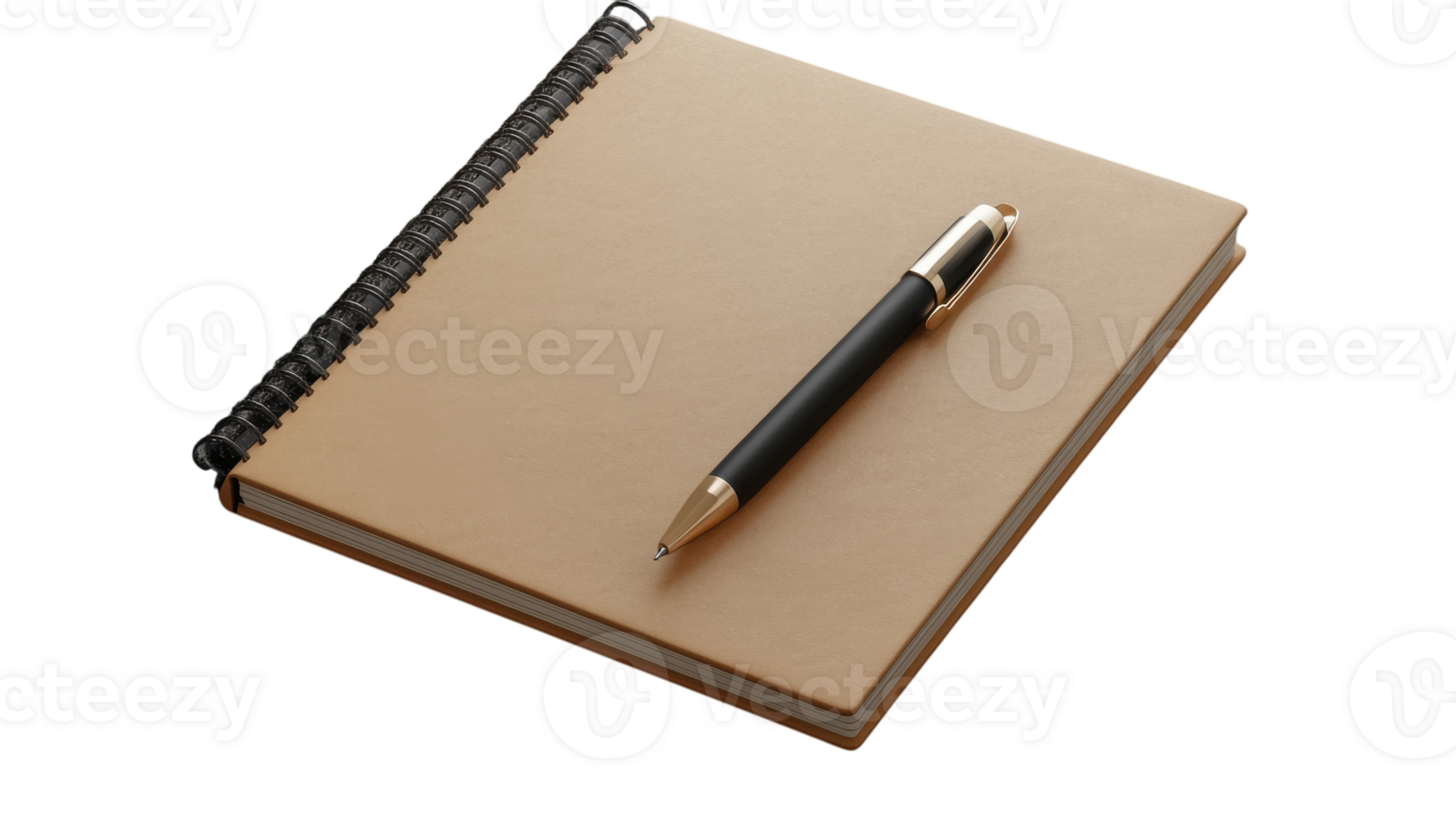 A notebook with a pen on top of it png