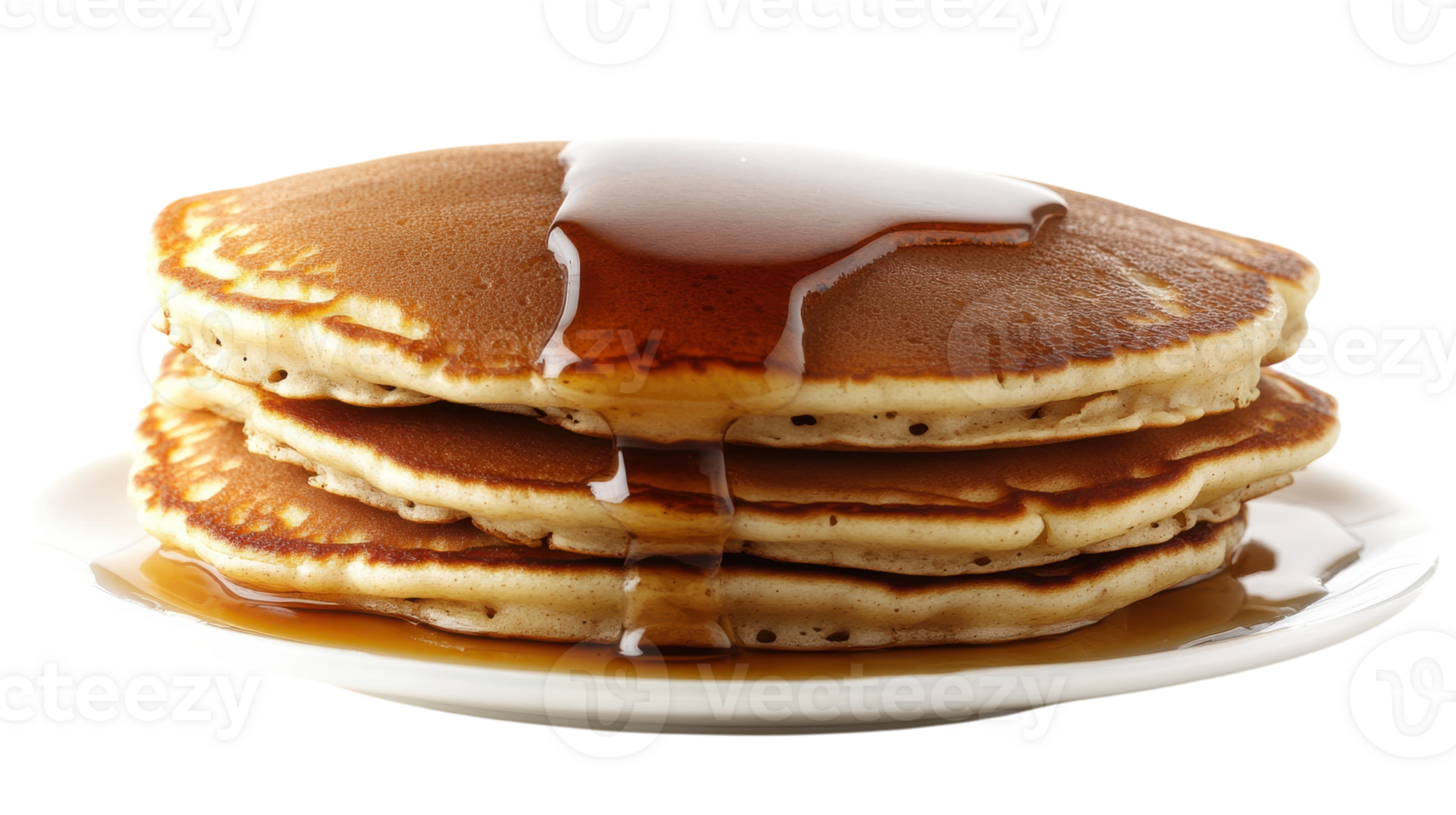 Pancakes with syrup on a white plate png