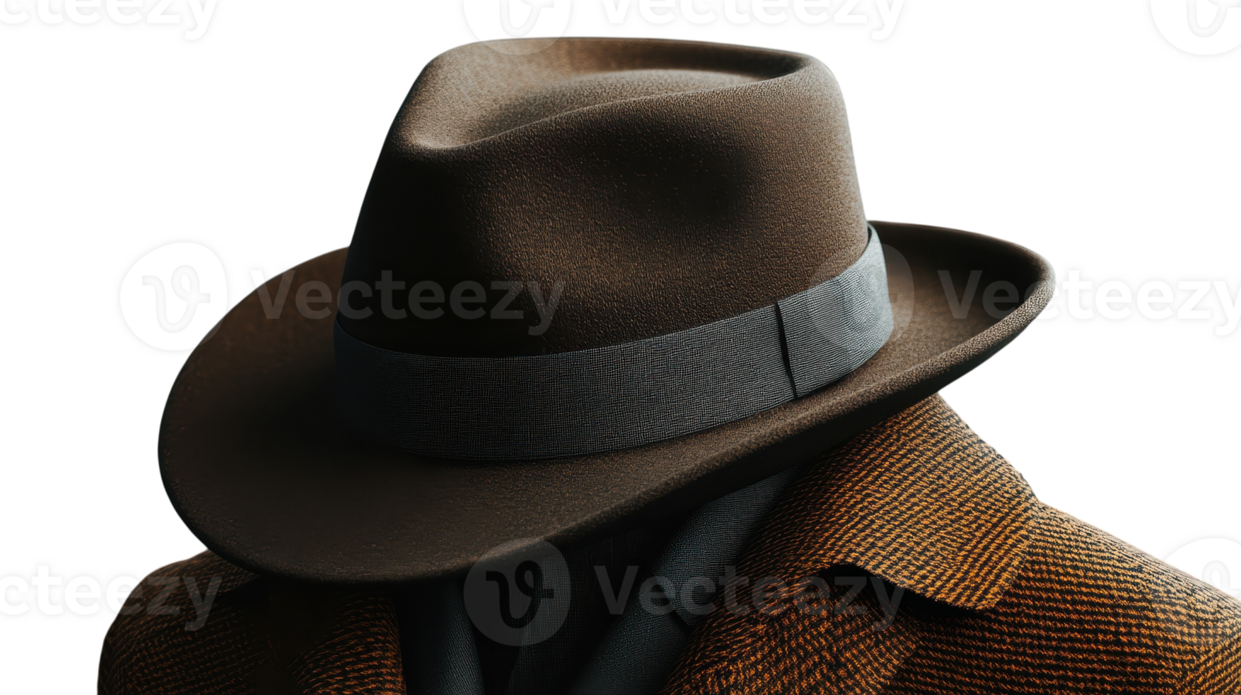 A man wearing a brown hat and jacket png