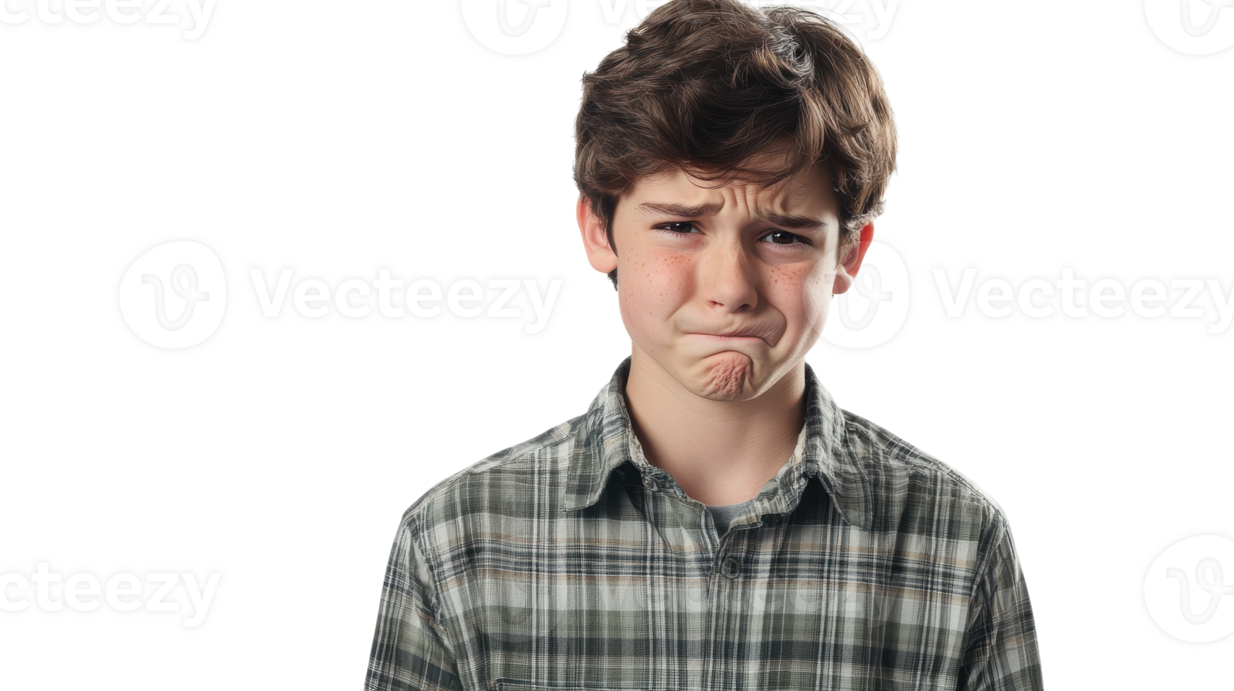 A boy with a sad face looking at the camera png