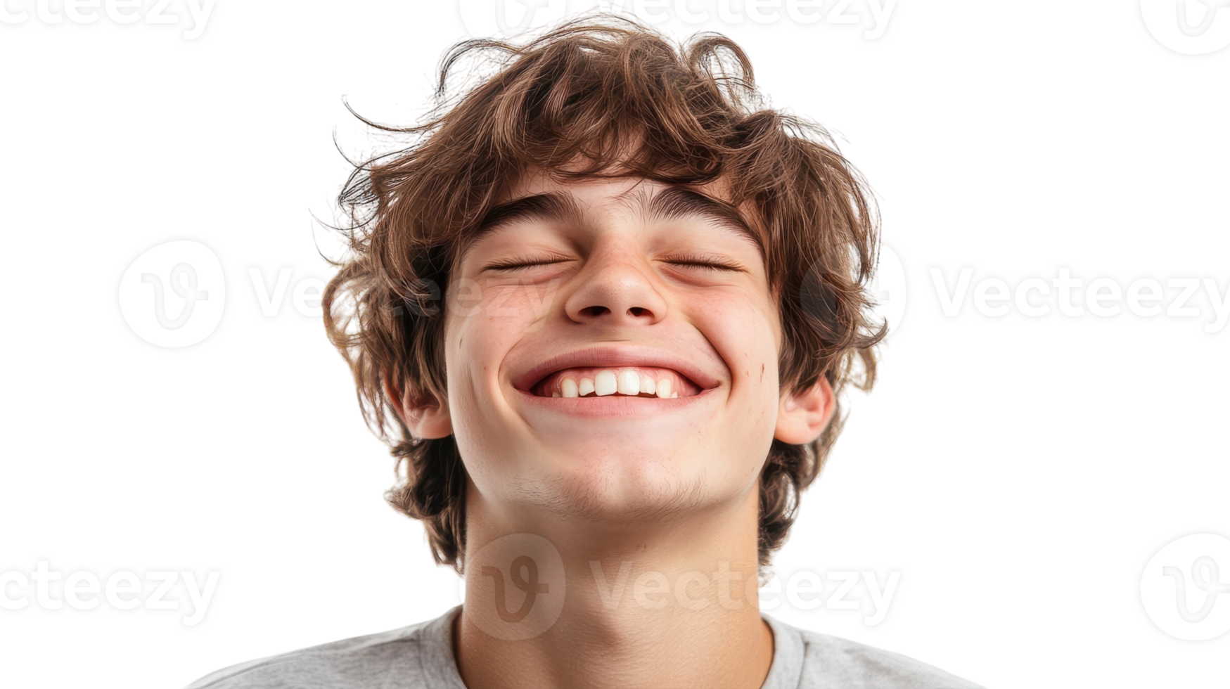 A young man is smiling and looking up png