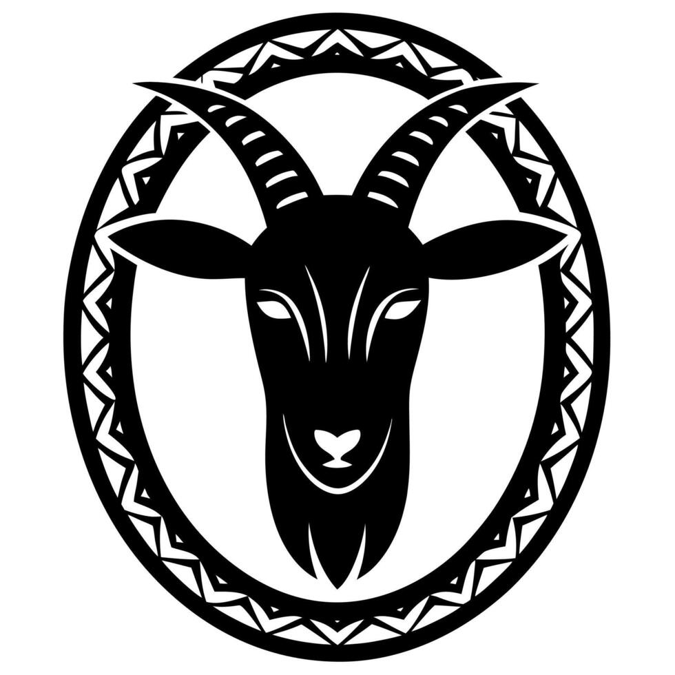 Creative animal icon showcasing a goat head, ideal for modern rustic businesses. vector