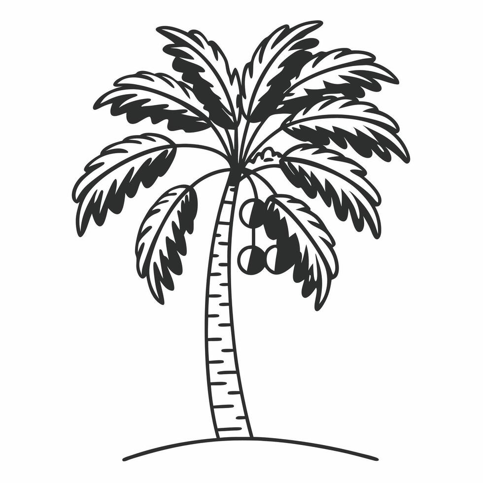 Silhouette of Coconut Tree with Abstract Texture vector