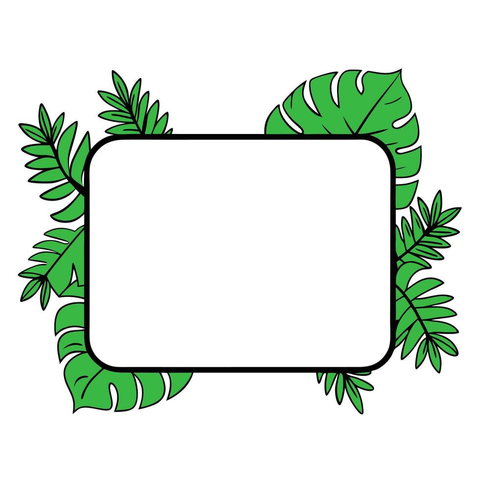 Beautiful illustration of tropical foliage wrapping to form a frame design. vector