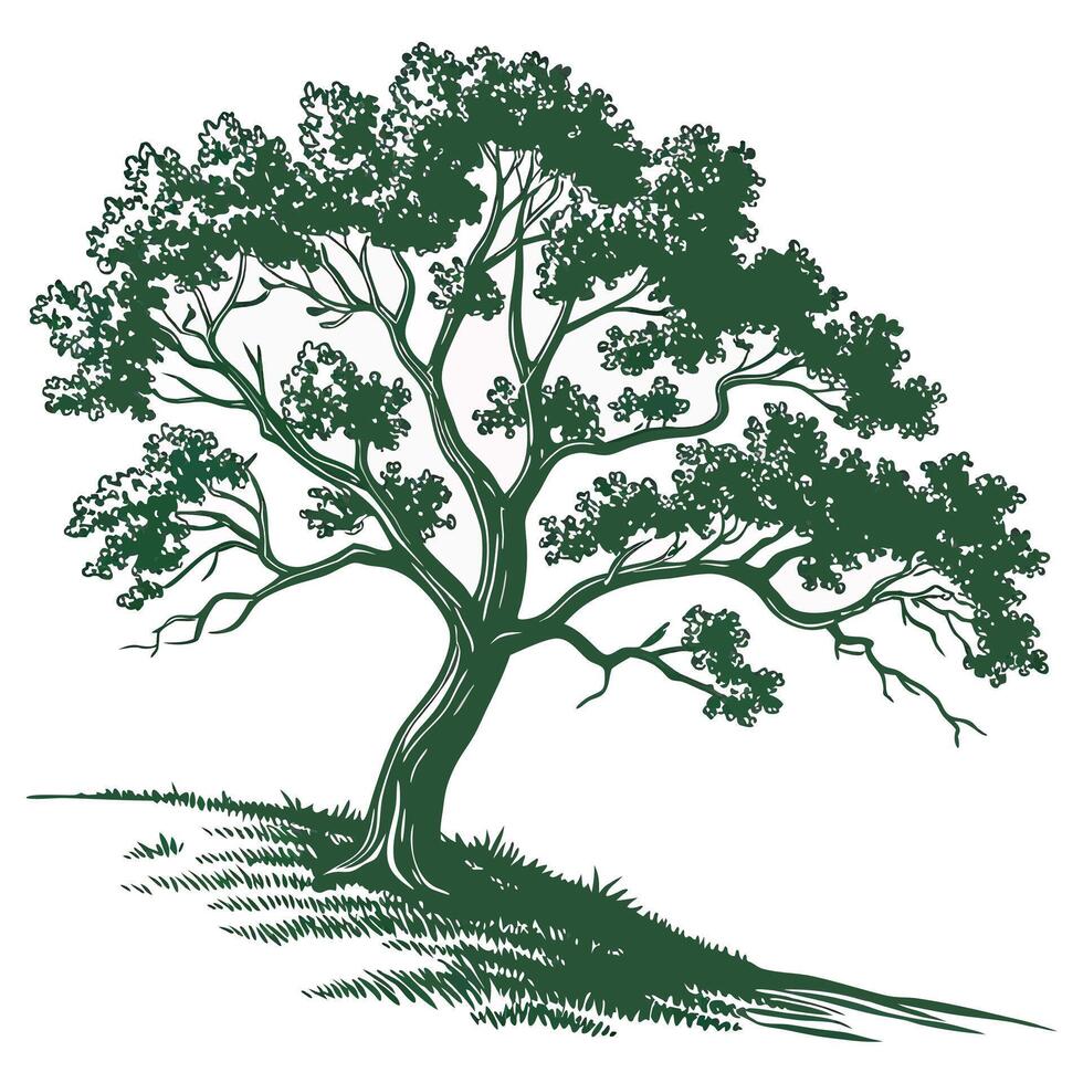 Abstract Green Tree Drawing for Creative Projects vector
