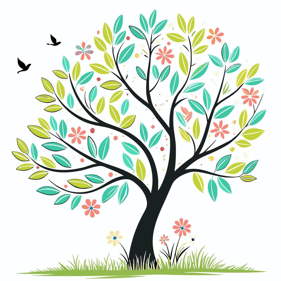 Unique Botanical Tree Design vector