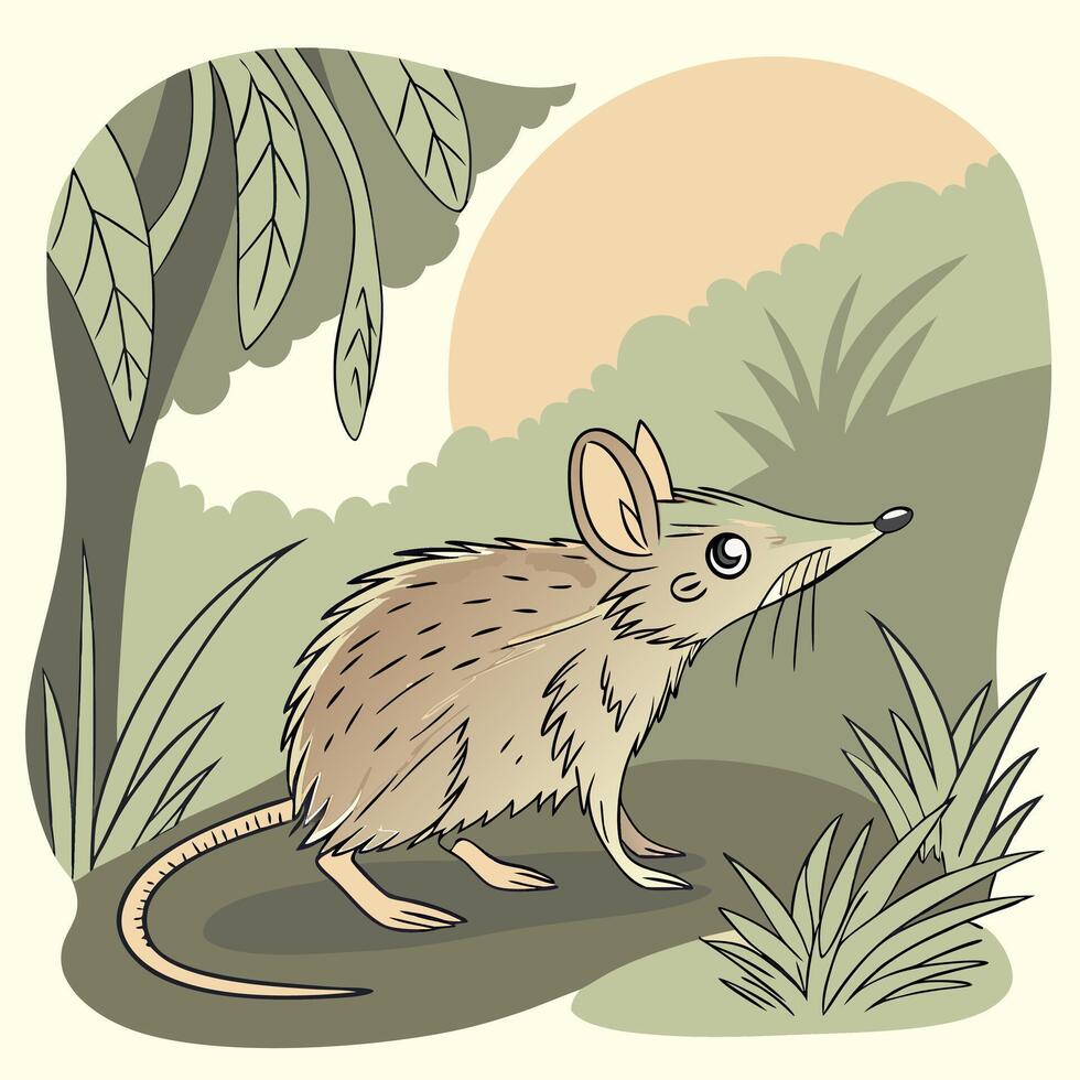 Realistic Full Body Elephant Shrew Illustration for Wildlife and Nature Designs vector
