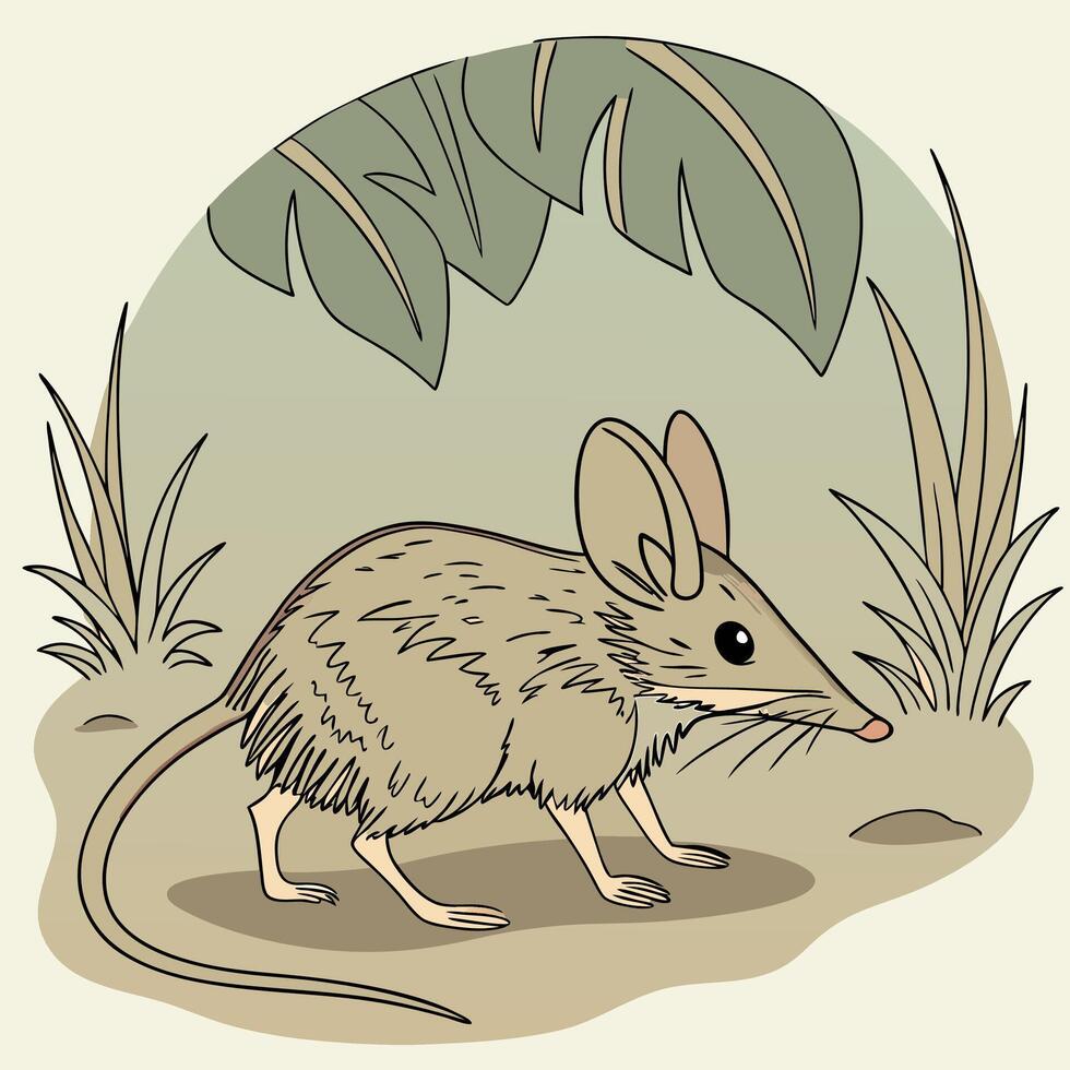 Realistic Full Body Elephant Shrew Illustration for Wildlife and Nature vector