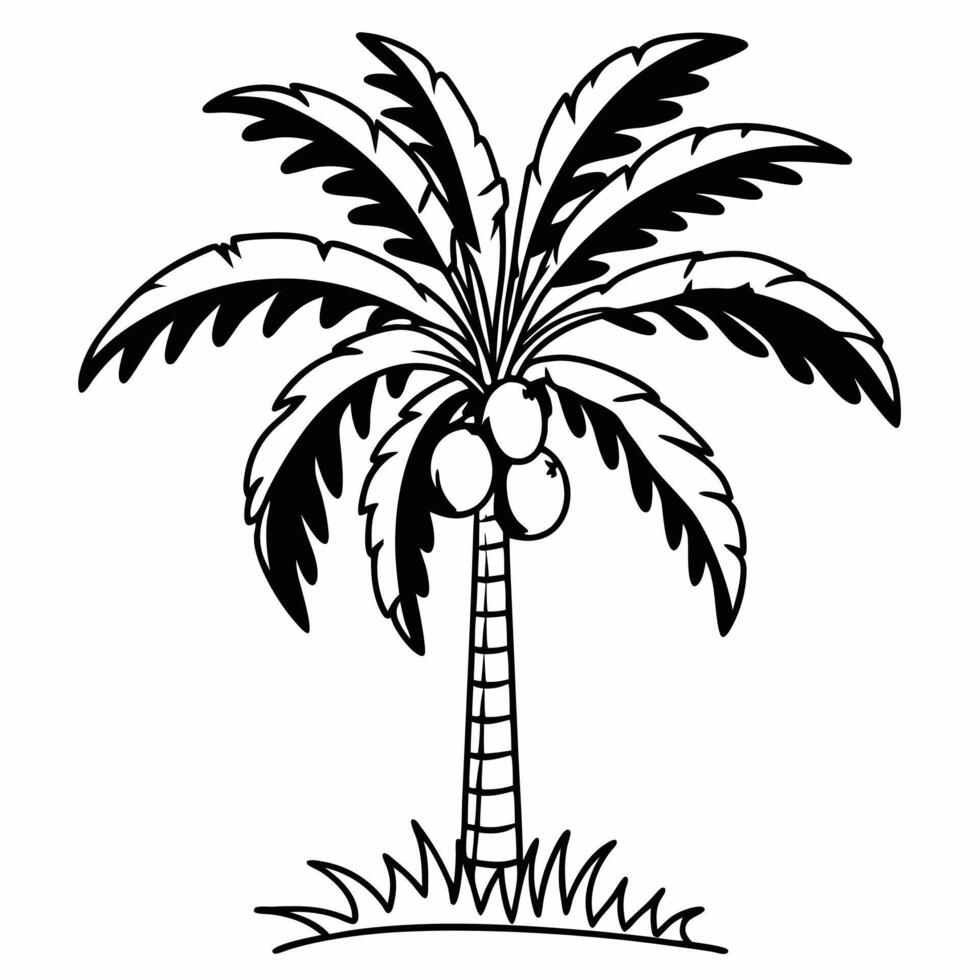 Artistic Coconut Tree Silhouette with Texture for Tropical Graphic Design vector