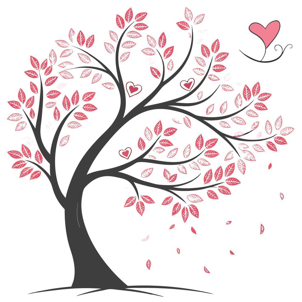 A Beautiful Colorful Tree of Love Illustration Featuring Hearts and Design vector
