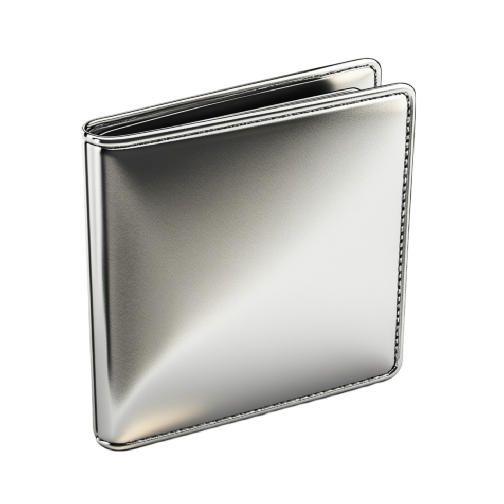 Elegant Silver Wallet Design with Two Sections png