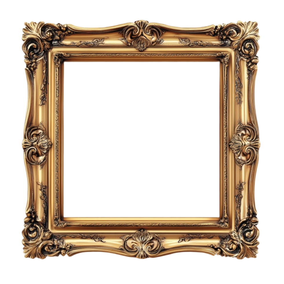 Ornate Red Frame with Black Border on Transparent Background png