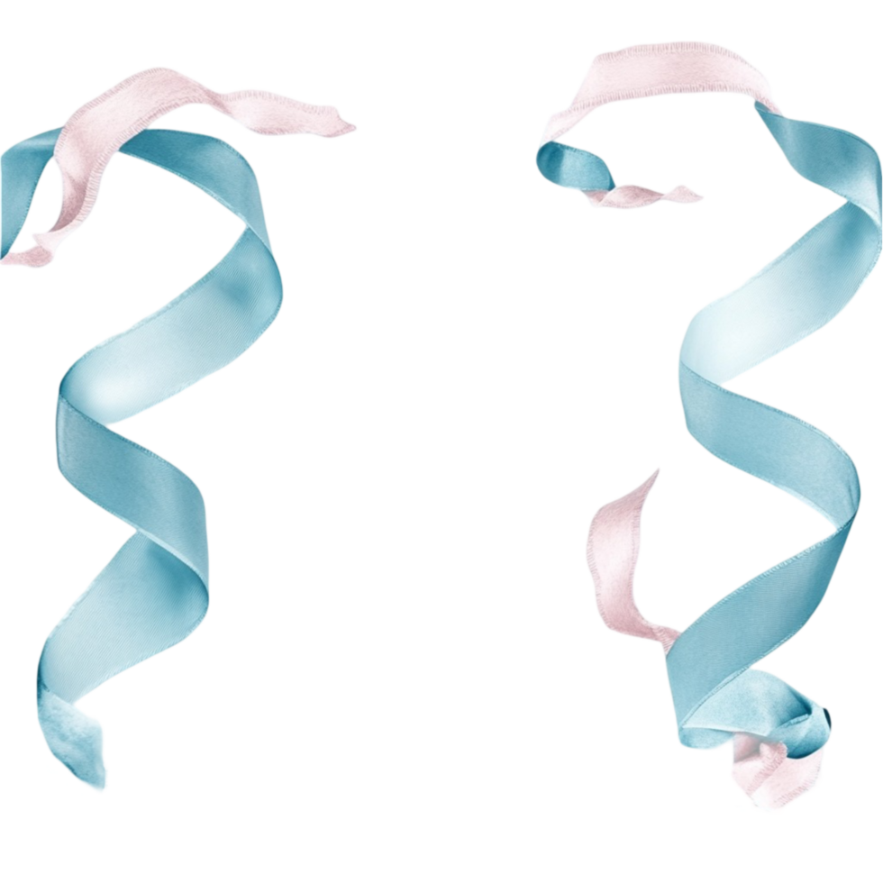 two blue and pink ribbons on a transparent background png