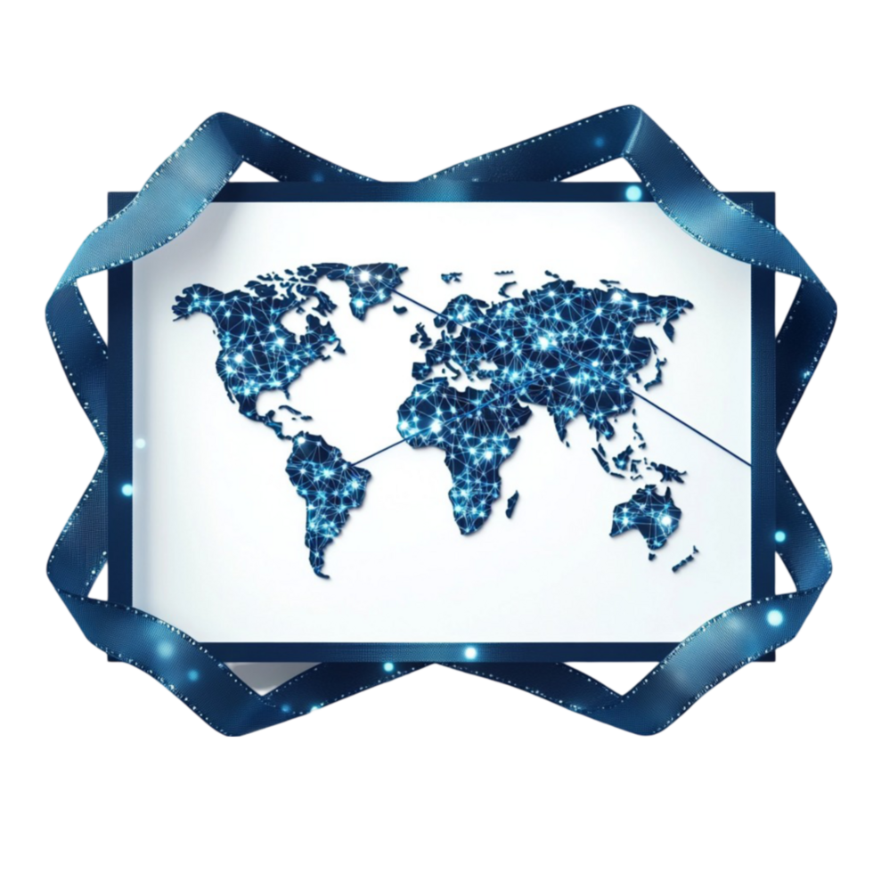 Abstract World Map with Colorful Arrows on Transparent Background png