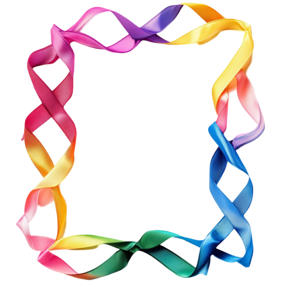 Abstract Ribbon Frame in Rainbow Hues on Transparent Background png