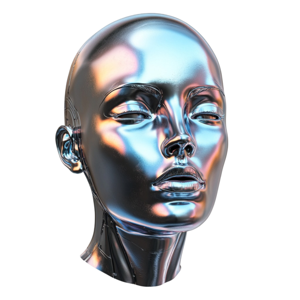 Cybernetic Robot with Cracked Surface on Transparent Background png