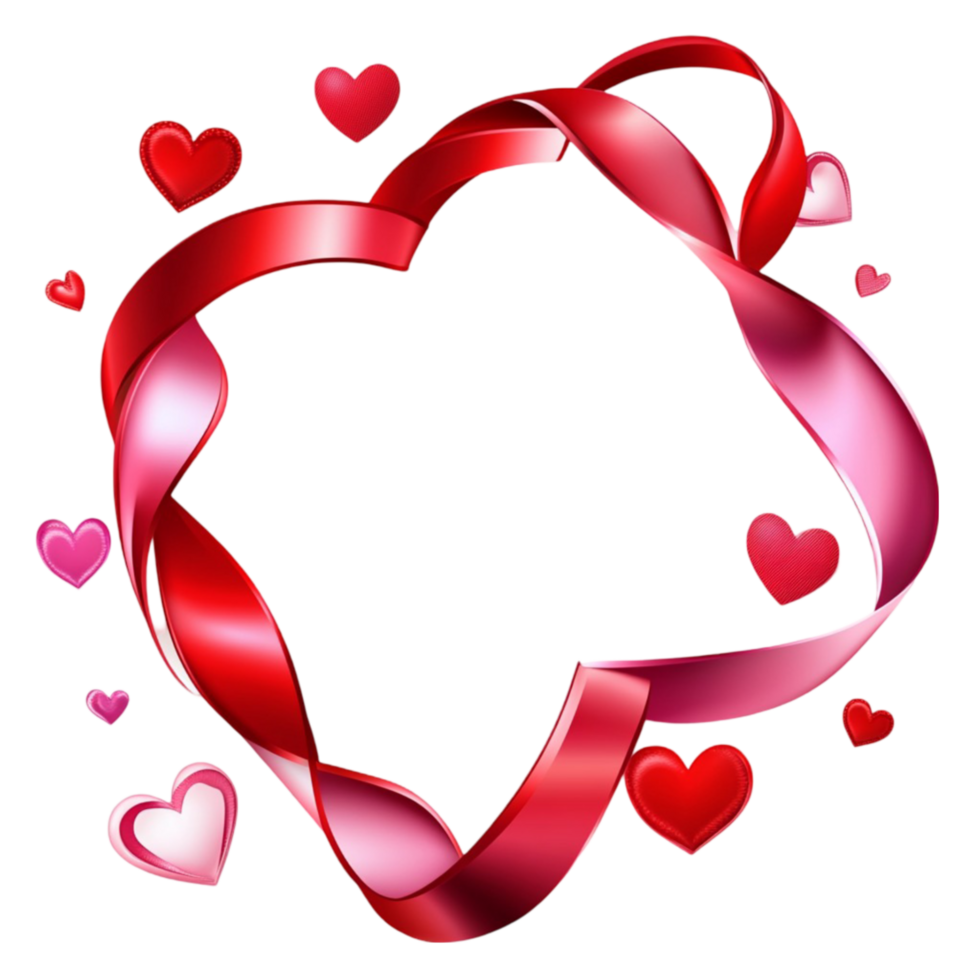 Valentine's Day Heart Shape With Red Ribbon On Transparent Background png