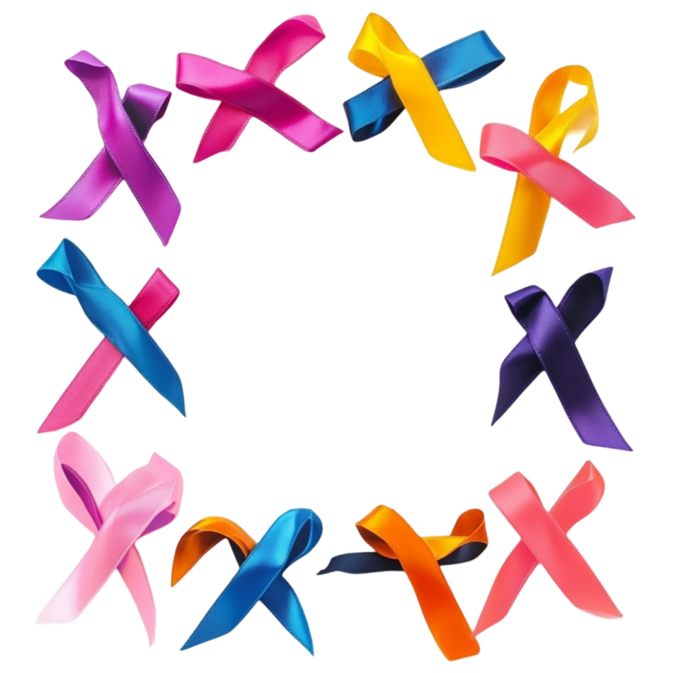 Breast Cancer Awareness Ribbon Set on Transparent Background png