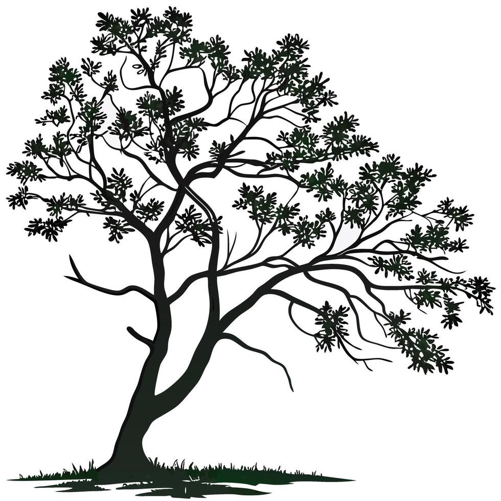 Green Tree Drawing Illustration for Nature and Art Project vector