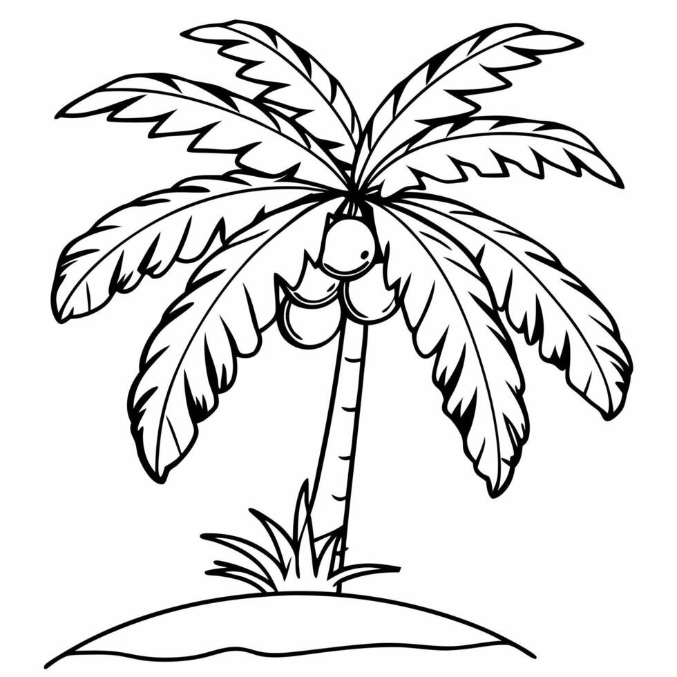 Beautiful Abstract Graphic of a Coconut Tree Silhouette in Tropical Landscape vector