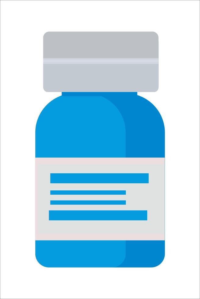 Blue bottle with medicine and label vector