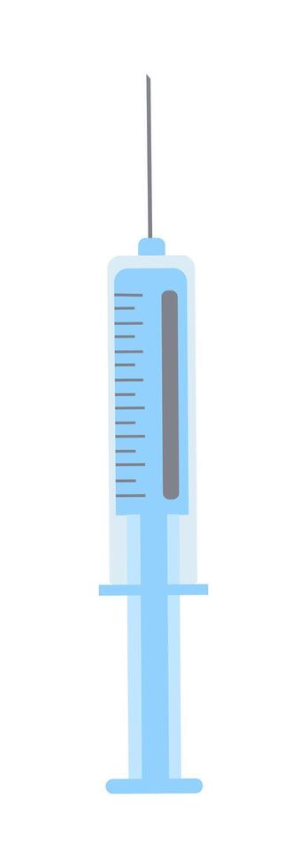 Medical syringe with needle and volume markings on white background vector